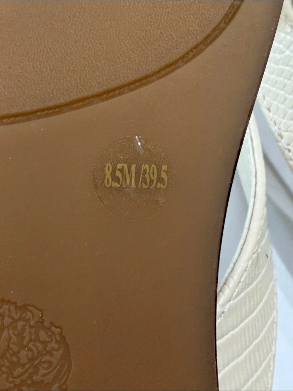 Vince Camuto Ivory Leather Thong Sandals with Gold Teardrop
